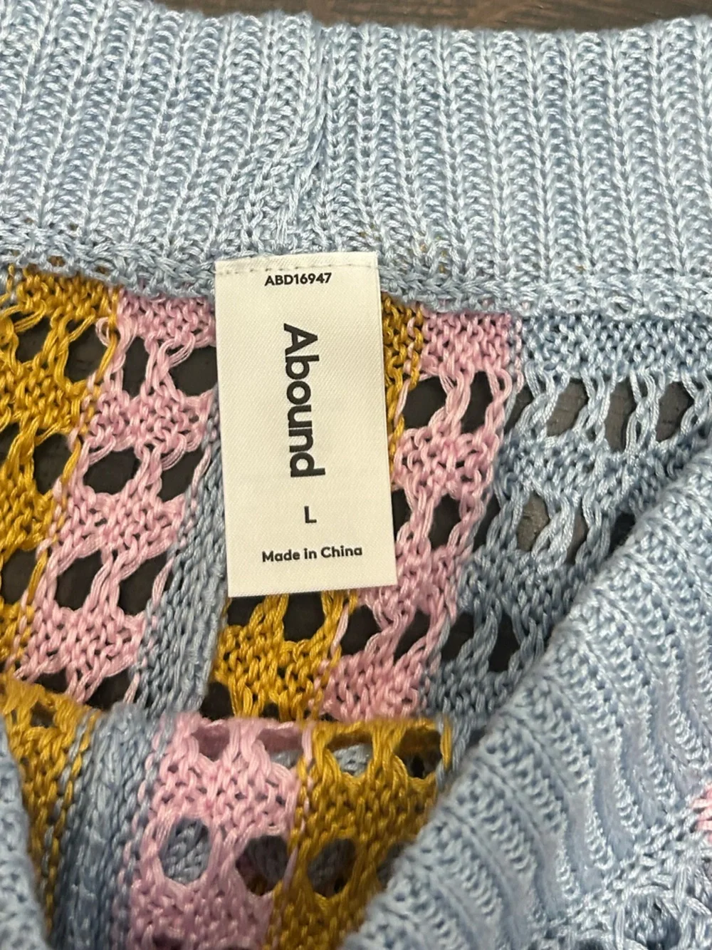 NWT Abound Blue Mustard Boho Open Knit Stripe Crochet Drawstring Shorts